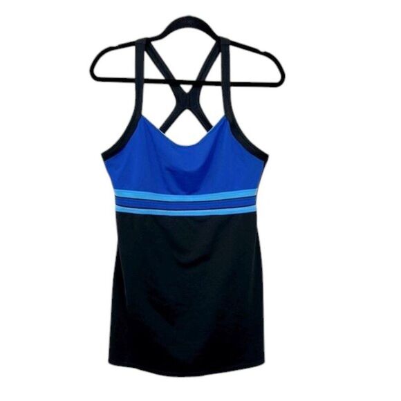 Speedo SwimDress Size 14 Racerback Black & Blue - Picture 1 of 9